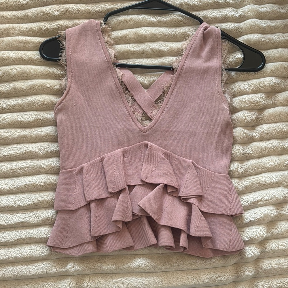 Elegant Pink Ruffle Top